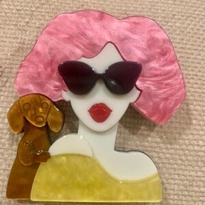 Pink and Yellow Fashion Brooch